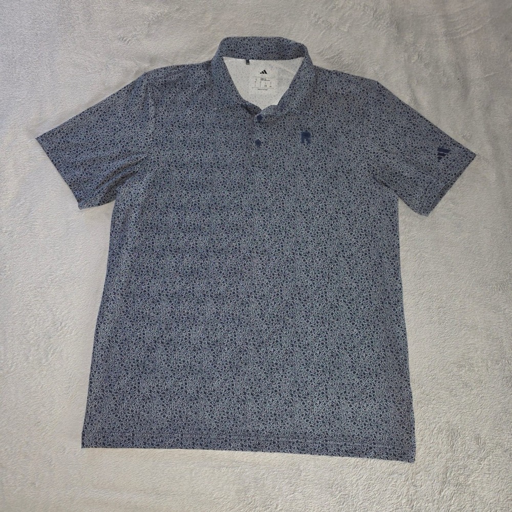 Adidas Performance Polo Mens Large Navy Blue Geometric Tight Fit Golf Shirt
